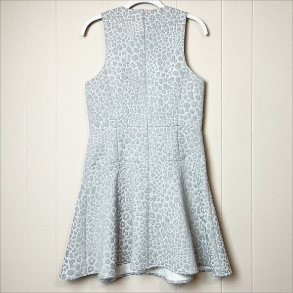 Tibi NWT Rime Jacquard Dress 6 gray leopard neutral fit flare mini cocktail - Picture 5 of 13
